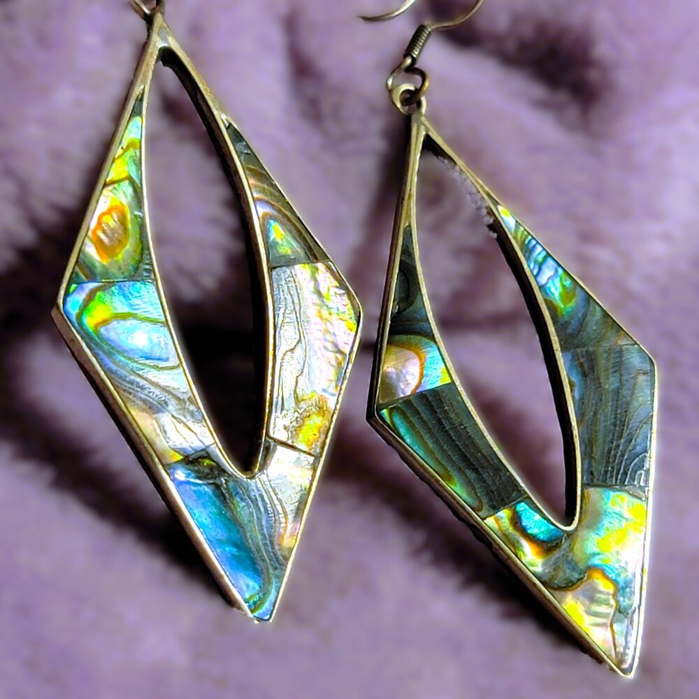 NIB Abalone Shell Dangle Earring Mother of Pearl
